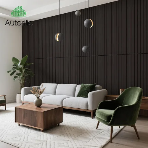 Vista 6 de Paneles acústicos de chapa de madera, paquete de 4 paneles de sonido de 47.2 x 23.6 pulgadas, paneles decorativos de madera grandes para pared