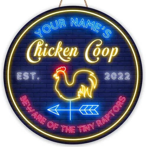 Vista 9 de Letrero de madera de gallinero personalizado para gallinero, diseño de granja esponjosa, varios tamaños, nombre personalizado, título y cita