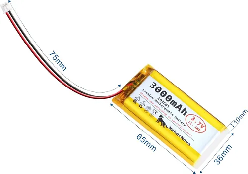 Vista 2 de Paquete de 4 baterías LiPo de 3.7 V 103665 3000 mAh, 1S 3C recargable, conector Micro JST 1.25, placa de protección dual