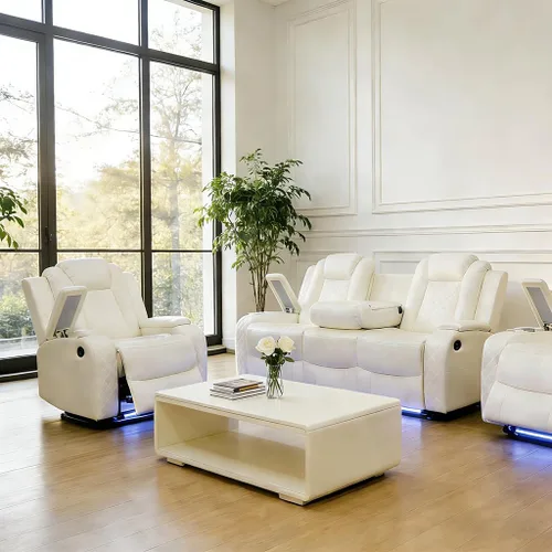 Vista 21 de Pon Living Luxurious Leather Reclining Sofa Set with LED for Living Room