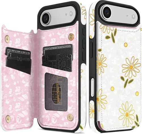 Vista 9 de NNH Funda tipo cartera compatible con iPhone Xs Max con bloqueo RFID, ranuras para tarjetas, folio de piel sintética, función atril, doble cierre