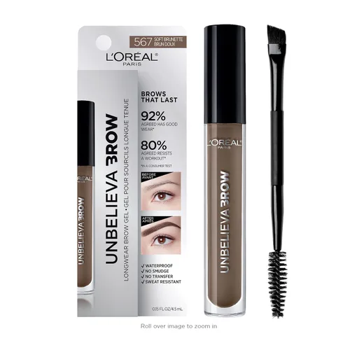 Vista 13 de L'Oreal Paris Unbelieva-Brow Gel tintado impermeable para cejas de larga duración, resistente a las manchas, a prueba de transferencia, secado Negro