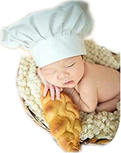 Vista 2 de Vemonllas Accesorios de fotografía para recién nacidos gorro de chef accesorios de fotos para bebé capó suave sesión de fotos para recién nacidos