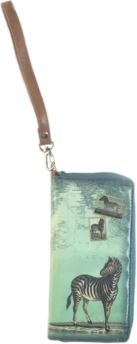 Vista 4 de Cartera de pulsera de cuero vegano Zebra, Turquesa