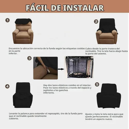 Vista 5 de Easy-Going - Funda 100 % impermeable doble para sofá reclinable, diseño jacquard, en 1 pieza, a prueba de derrames, para niños, mascotas, perros