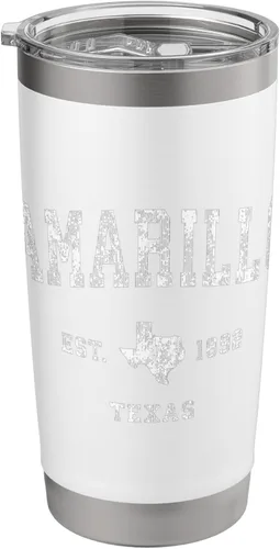 Vista 9 de Amarillo Texas TX - Vaso aislado de acero inoxidable con diseño deportivo vintage