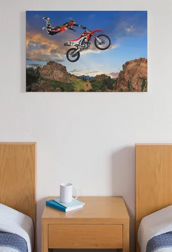 Vista 3 de Póster de motocross Rider Freestyle Stunt - Decoración moderna para habitación, dormitorio, cueva de hombre, sala de juegos, motocross bike póster