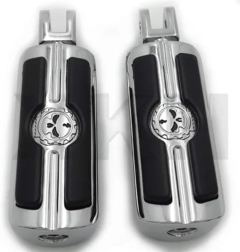 Vista 2 de SMT- Estriberas cromadas de calavera compatibles con Harley 2018 y posteriores FXBB FXBR FXBRS FXLR 2019 Street Bob [B07P5H6Z2M] Cromo 1