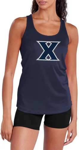 Vista 382 de Camiseta deportiva sin mangas oficial de NCAA Collegiate para mujer, con espalda cruzada, colección con logotipo primario