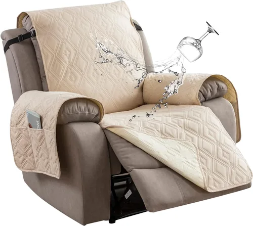 Vista 12 de Genina - Funda impermeable para sillón reclinable de dos plazas, funda antideslizante para sofá, funda para sofá reclinable de 2 plazas, funda