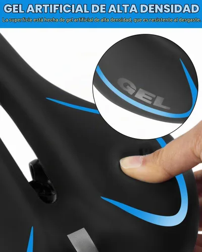 Vista 6 de Cómodo asiento de bicicleta para hombres y mujeres, asiento de bicicleta impermeable, silla de bicicleta de montaña transpirable, sillín de Azul