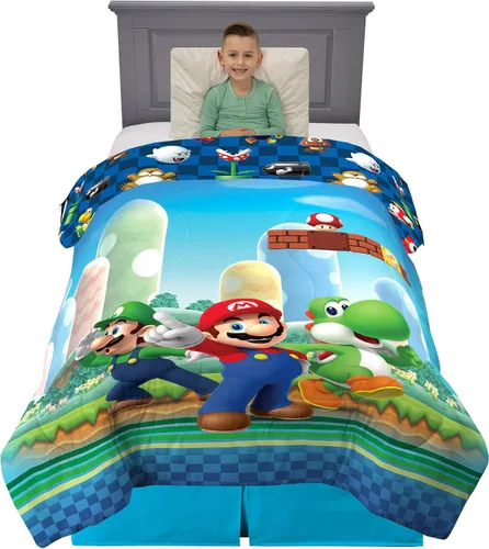 Vista 15 de Franco Collectibles Edredón reversible y súper suave de Batman de DC Comics, ropa de cama clásica de microfibra, tamaño reina