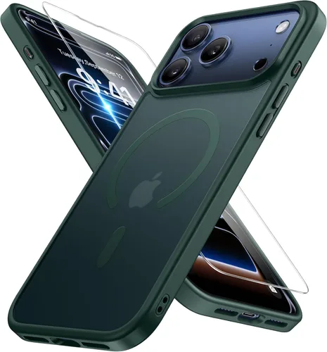 Vista 144 de Miracase - Funda magnética para teléfono 17 (compatible con MagSafe) con protector de pantalla de grado militar, funda mate translúcida antihuellas