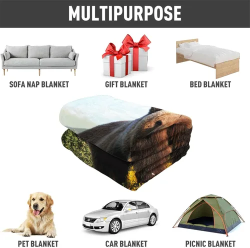 Vista 5 de Manta de oso marrón, manta gigante de forro polar, suave y mullida, para sofá y cama, 60 x 80 pulgadas