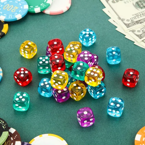 Vista 3 de TecUnite Juego de 30 dados de 6 caras de 0.551 in a granel de 6 caras para juegos de mesa, aprendizaje de matemáticas, aula