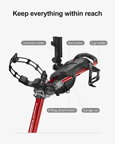 Vista 7 de Caddytek CaddyLite Compact - Carrito de golf plegable de aluminio ligero de 3 ruedas con sistema de plegado cuádruple, ruedas EVA, mango ajustable