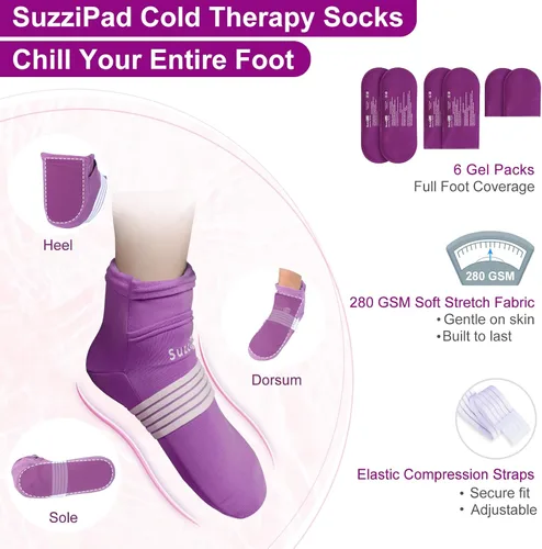 Vista 5 de SuzziPad Calcetines fríos y paquete de hielo para manos, guantes de enfriamiento para quimioterapia, paquete de cuidado de quimioterapia