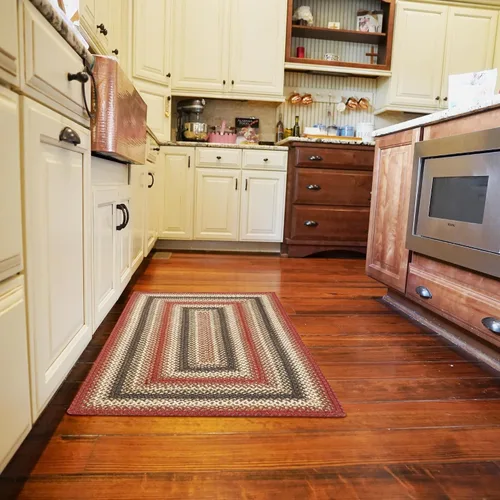 Vista 52 de Homespice Apple Pie - Alfombra ovalada roja de 2 x 3 pies, alfombra de cocina trenzada para decoración primitiva y rústica, reversible, yute sin