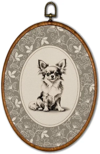 Vista 25 de KSDUT Arte de pared ovalado de perro pastor australiano floral retro de 8.6
