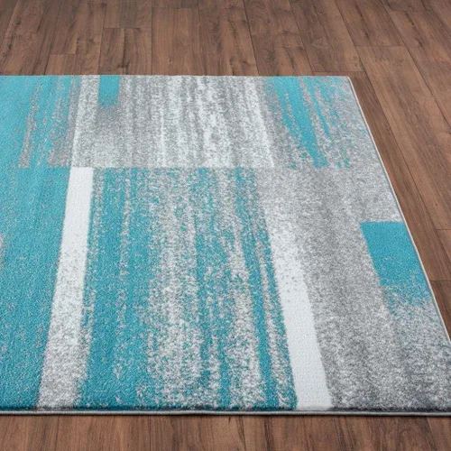 Vista 5 de LUXE WEAVERS Lagos Collection 9248 - Alfombra geométrica Art Deco turquesa de 2 x 3 pulgadas Pelo mediano, resistente a las manchas