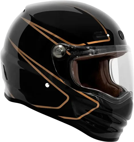 Vista 3 de Casco Torc T-9 Retro de Cara Completa Deep Stage Escenario profundo negro brillante