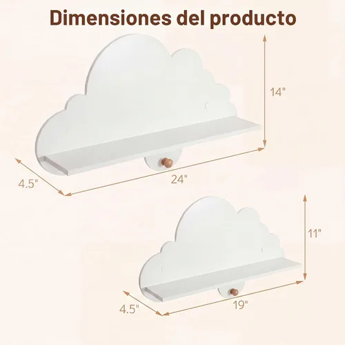 Vista 6 de GLACER Juego de 2 estantes de madera para habitación del bebé