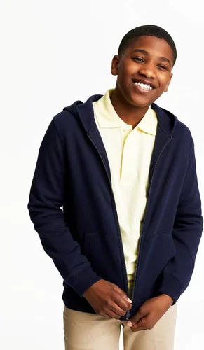 Vista 4 de Sudadera con gorro para jóvenes de forro polar French Toast Azul marino