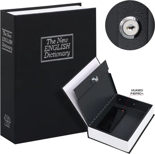 Vista 12 de KYODOLED - Caja fuerte con forma de libro, con cerradura de combinación, caja portátil de seguridad secreta, para ocultar dinero, metálica