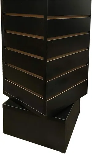 Vista 4 de 12 x 12 x 54 pulgadas, accesorio giratorio negro de 4 lados para pantalla de piso