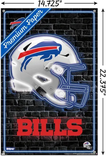 Vista 3 de Trends International NFL Buffalo Bills - Póster de pared con casco neón 23, 14.72 x 22.37 pulgadas, paquete de póster y alfiler de primera calidad