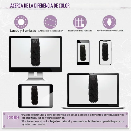Vista 7 de BARSDAR Extensiones de cabello sintético de 20 pulgadas con clip negro