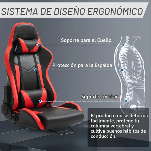 Vista 2 de Minneer Asiento de carreras de doble bloqueo, carga 400 libras ajustable