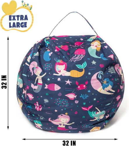 Vista 2 de LOLOMLO Funda para puf de almacenamiento de animales de peluche, para niños, mantas, toallas, puf (solo cubierta), sofá de lona con cremallera YKK
