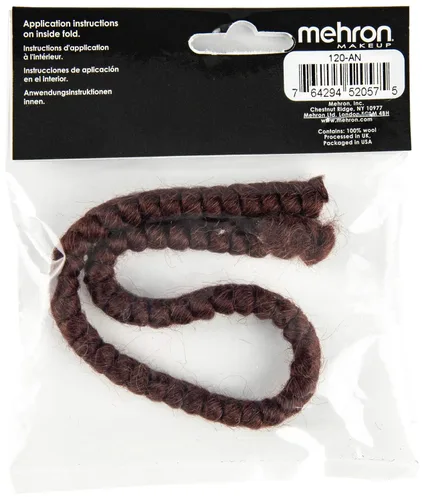 Vista 4 de Mehron Makeup - Cabello crepé, 12 pulgadas, trenza, gris medio, 120, 12 pulgadas, Caoba, 1
