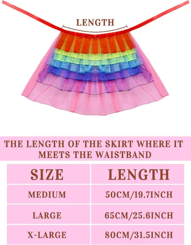 Vista 3 de SATINIOR Falda tutú arcoíris para mujer, falda de tul en capas para disfraz de cosplay