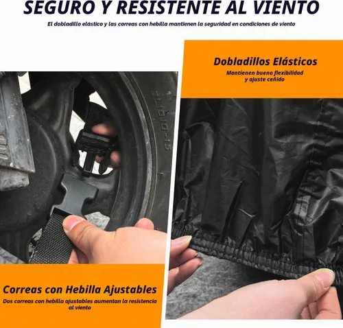 Vista 9 de Funda impermeable para motocicleta, forro polar de algodón y tela de poliéster resistente, resistente a los arañazos y a la intemperie