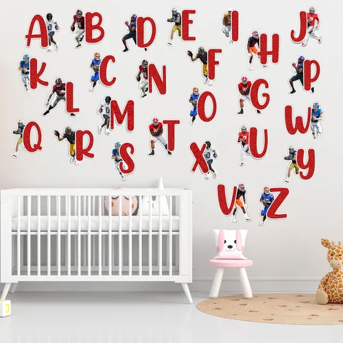 Vista 8 de Seyal® Adhesivo de pared con alfabeto de fútbol americano A-Z