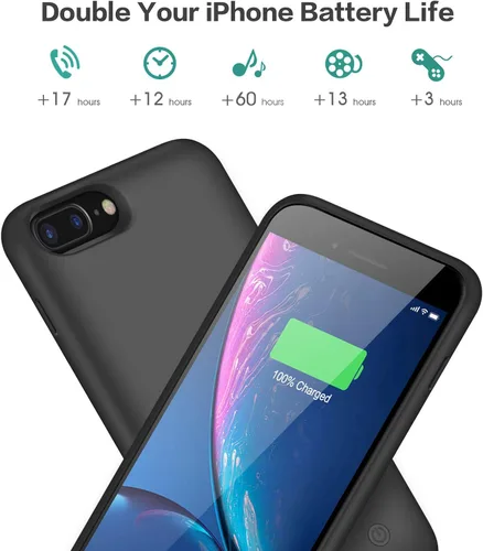 Vista 5 de Funda de batería para iPhone 6s Plus/6 Plus/7 Plus/8 Plus, 8500 mAh, funda de carga portátil de 8500 mAh, paquete de batería externa para iPhone 6s