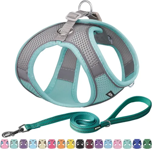Vista 16 de AIITLE Arnés para perro, arnés sin tirones con correa, chaleco reflectante ajustable para perro, arnés para gatos a prueba de escape, caminar al