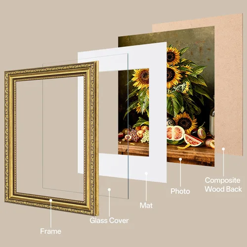 Vista 2 de eletecpro 8x10 Vintage Picture Frame, Glass Cover, Gold, 2-Pack Dorado