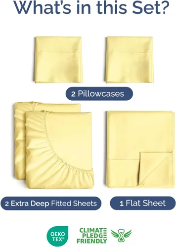 Vista 250 de Extra Deep Twin XL Sheet Set - 3 Piece College Dorm Room - White 01-Blanco