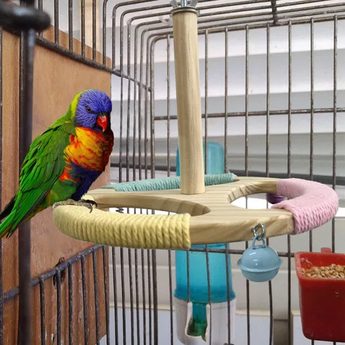 Vista 3 de Soporte giratorio para pájaros, juguete de loro para pájaros, accesorios de jaula