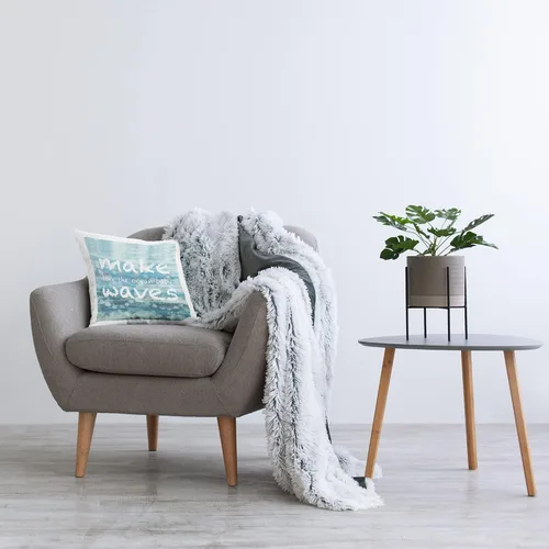 Vista 2 de Stupell Industries Make Waves Like The Ocean Phrase Design by Flora Kouta - Almohada (18 x 18 pulgadas), color azul Indoor Pillow, Made in USA