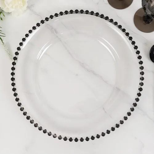 Vista 49 de Efavormart - Paquete de 10 platos de postre de plástico transparente rubor con borde de cuentas, platos redondos desechables para ensalada, 8