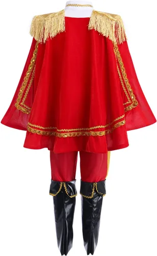 Vista 3 de IWEMEK Disfraz de príncipe azul medieval para niños, disfraz de príncipe real, disfraz de príncipe para cosplay, fiesta de Halloween para niños