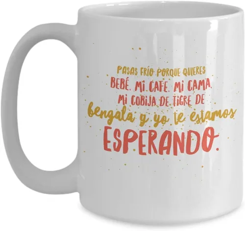 Vista 3 de Taza de Cafe Esperando Vaso, taza café divertidas, tazas personalizadas, coffee mug inspiradoras, taza con mensajes positivos.