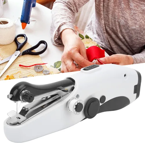 Vista 5 de Yosoo Máquina de coser portátil de mano, mini máquina de coser eléctrica de doble aguja, para hacer manualidades u objetos pequeños en la vida Negro