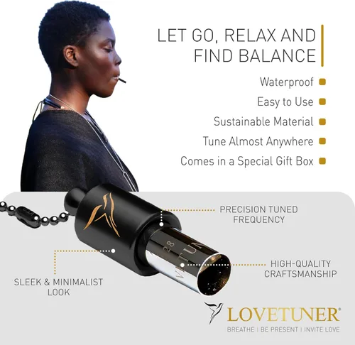 Vista 4 de LOVETUNER Collar de respiración de 528Hz para alivio del estrés, atención plena y meditación Silbato de sanación sonora para ansiedad, enfoque