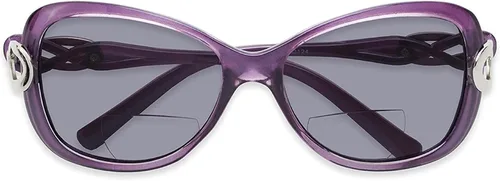 Vista 5 de The Delia - Lentes de sol de lectura bifocales, estilo cuadrado retro para mujer Púrpura