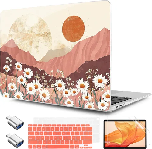 Vista 44 de TWOLSKOO Funda para MacBook Air de 13,3 pulgadas (versión antigua 2018-2021, modelos: M1 A2337, A2179, A1932) - Carcasa rígida con protector de Flor